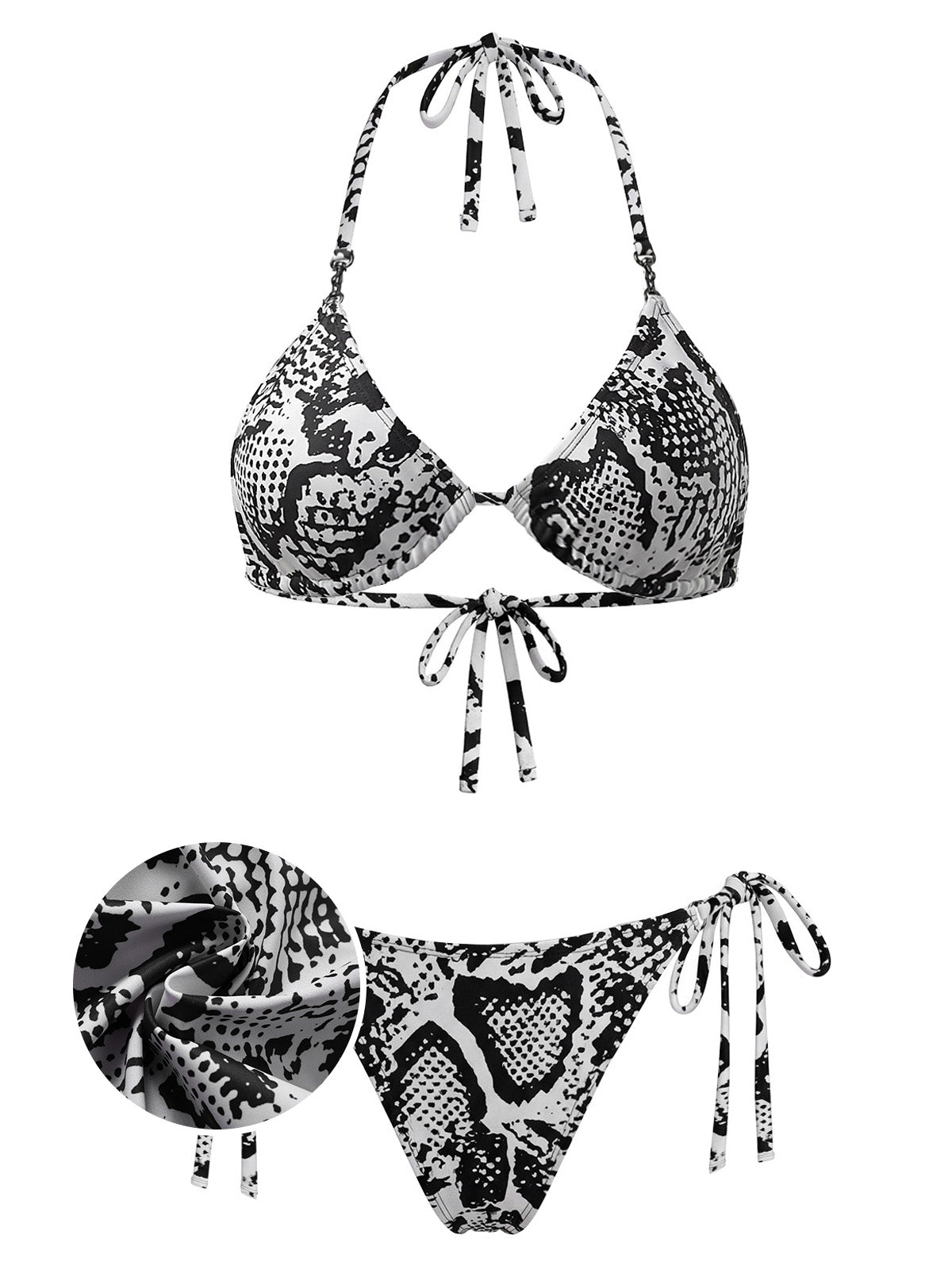 1940s Snakeskin Twisted Metal-Trimmed Swimsuit & Cover-Up - Image 4