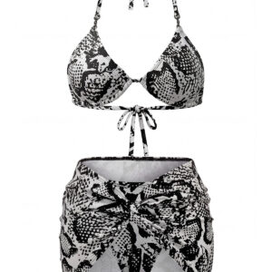 1940s Snakeskin Twisted Metal-Trimmed Swimsuit & Cover-Up