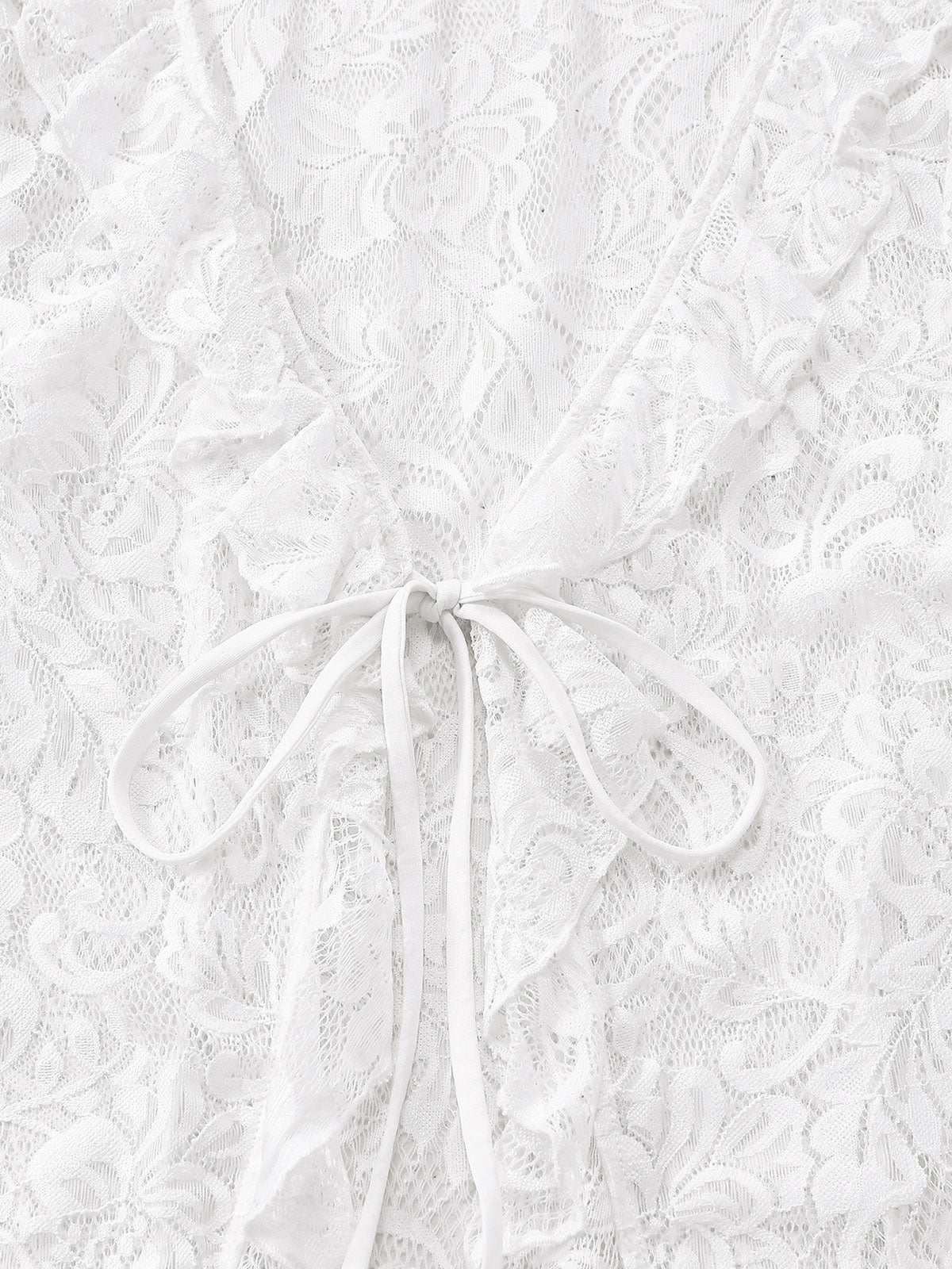 White 1960s Lace Flared Sleeve Ruffle Maxi Cover-Up - Image 6